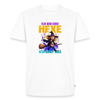 Sorcière avec baguette magique et lune - T-shirt Premium bio Homme - blanc - Devant - Nico (187cm)