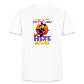 Witch with pun for Halloween cleaner - Men's Premium Organic T-Shirt - white - Front - Nico (187cm)