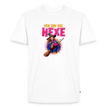 Sorcière magicienne avec balai et sort - T-shirt Premium bio Homme - blanc - Devant - Nico (187cm)