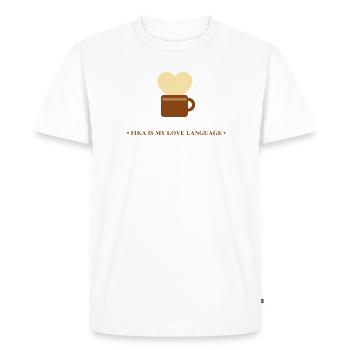 Coupe avec cœur Fika Message - T-shirt Premium bio Homme - blanc - Devant - Nico (187cm)
