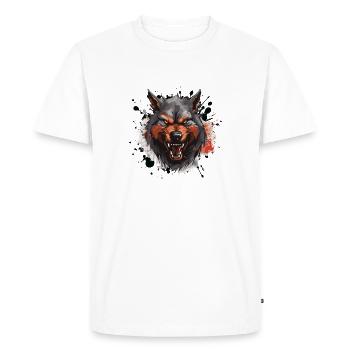 Wolf Animal - Men's Premium Organic T-Shirt - white - Front - Nico (187cm)