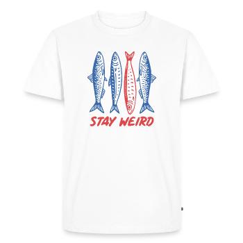 Les sardines restent bizarres - T-shirt Premium bio Homme - blanc - Devant - Nico (187cm)