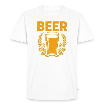 Vintage Beer Glass with Hops - Men's Premium Organic T-Shirt - white - Front - Nico (187cm)