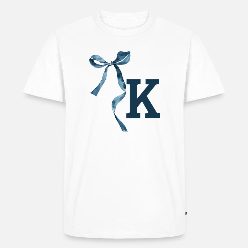 Monogram k Geschenkidee - Männer Premium Bio T-Shirt - Weiß