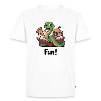 Serpent ludique avec des friandises alimentaires - T-shirt Premium bio Homme - blanc - Devant - Nico (187cm)