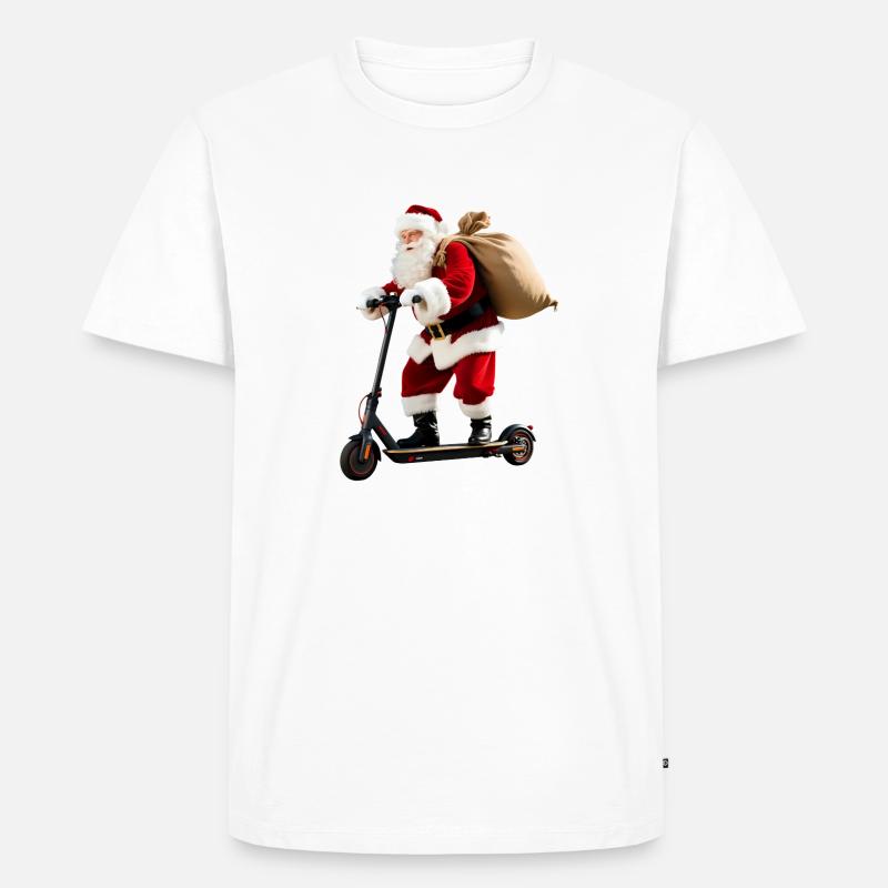 Weihnachtsmann auf Roller - Männer Premium Bio T-Shirt - Weiß