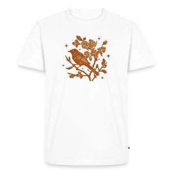 Silhouette oiseau et fleurs d'automne - T-shirt Premium bio Homme - blanc - Devant - Nico (187cm)