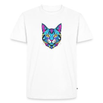 Portrait de chat néon - T-shirt Premium bio Homme - blanc - Devant - Nico (187cm)