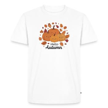 Citrouilles coquines avec de jolis visages automne - T-shirt Premium bio Homme - blanc - Devant - Nico (187cm)
