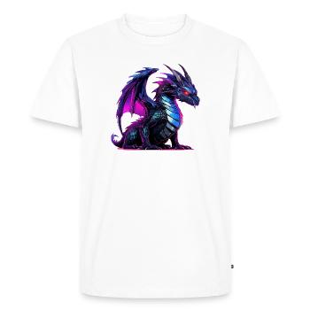 Neon dragon illustration on black - Men's Premium Organic T-Shirt - white - Front - Nico (187cm)