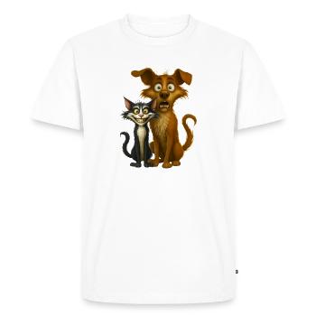 Illustration expressive de dessins animés pour animaux de compagnie - T-shirt Premium bio Homme - blanc - Devant - Nico (187cm)