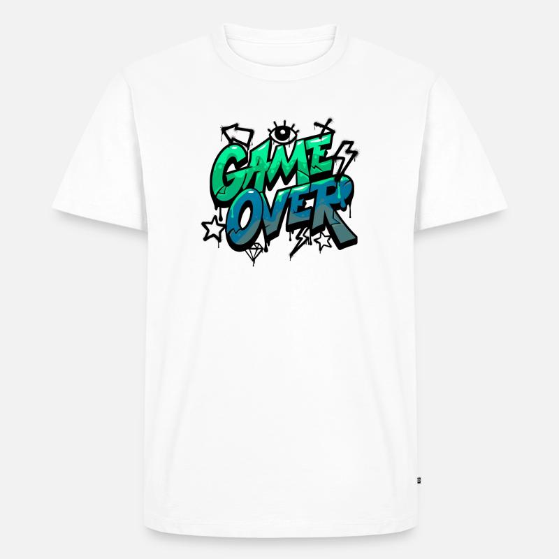 Game Over Neon Graffiti Design - Männer Premium Bio T-Shirt - Weiß