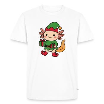 Axolotl cute as a Christmas gnome - Men's Premium Organic T-Shirt - white - Front - Nico (187cm)