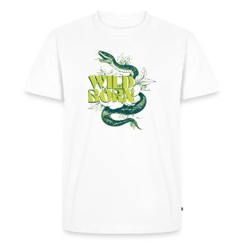 Serpent né à l’état sauvage et motif de feuille - T-shirt Premium bio Homme - blanc - Devant - Nico (187cm)