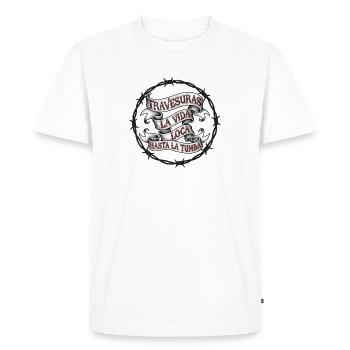 Inspirational saying in vintage tattoo style - Men's Premium Organic T-Shirt - white - Front - Nico (187cm)