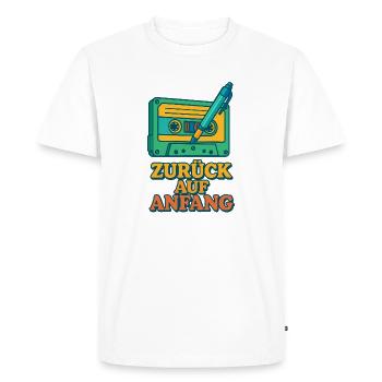 Retro cassette with pen and inscription 90's - Men's Premium Organic T-Shirt - white - Front - Nico (187cm)