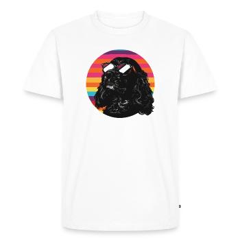Chien noir avec des lunettes de soleil - T-shirt Premium bio Homme - blanc - Devant - Nico (187cm)