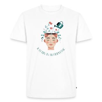 Pensées épanouies - Je suis en phase d’épanouissement - T-shirt Premium bio Homme - blanc - Devant - Nico (187cm)