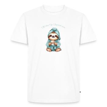 Lazy Glam Sloth – I Woke Up Glamorous - Men's Premium Organic T-Shirt - white - Front - Nico (187cm)