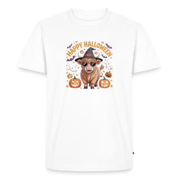Joyeux Halloween Motif de vache mignonne avec des citrouilles et - T-shirt Premium bio Homme - blanc - Devant - Nico (187cm)