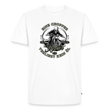 Moto motard chopper squelette - T-shirt Premium bio Homme - blanc - Devant - Nico (187cm)