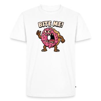 Aggressive Donut Monster Design - Men's Premium Organic T-Shirt - white - Front - Nico (187cm)