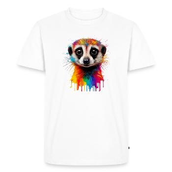 Colored Meerkat Portrait Print - Men's Premium Organic T-Shirt - white - Front - Nico (187cm)