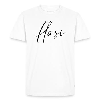 Hasi / Conception de l’écriture manuscrite - T-shirt Premium bio Homme - blanc - Devant - Nico (187cm)
