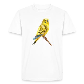 Perruche jaune dans la branche d’automne - T-shirt Premium bio Homme - blanc - Devant - Nico (187cm)