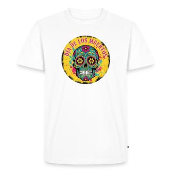 Crâne Dia de los Muertos Édition Fissurée - T-shirt Premium bio Homme - blanc - Devant - Nico (187cm)