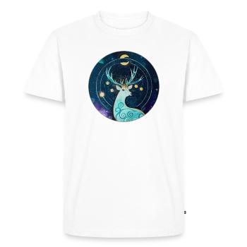 Mystical deer in the starry sky - Men's Premium Organic T-Shirt - white - Front - Nico (187cm)