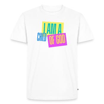 Je suis un enfant de Dieu - Design chrétien coloré - T-shirt Premium bio Homme - blanc - Devant - Nico (187cm)