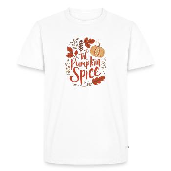 Conception de citrouille automnale avec des feuilles de citrouille - T-shirt Premium bio Homme - blanc - Devant - Nico (187cm)