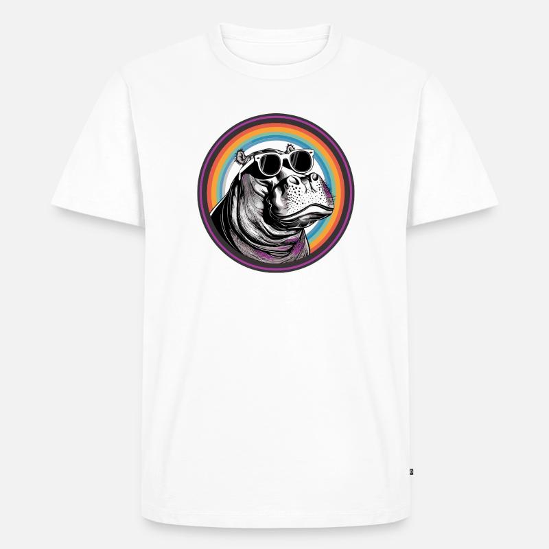 Nilpferd Sonnenbrille Comic - Männer Premium Bio T-Shirt - Weiß