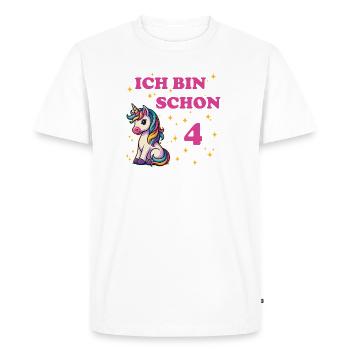 Anniversaire des enfants 4, Danse Drôle Licorne - T-shirt Premium bio Homme - blanc - Devant - Nico (187cm)