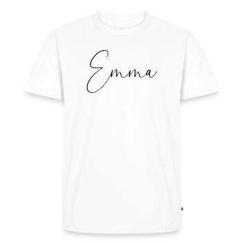 Emma / Conception personnalisée de l’écriture manuscrite - T-shirt Premium bio Homme - blanc - Devant - Nico (187cm)