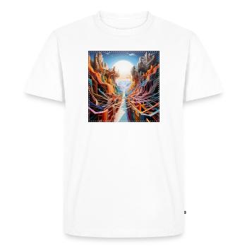 Paysage futuriste avec des chemins colorés surréalistes - T-shirt Premium bio Homme - blanc - Devant - Nico (187cm)