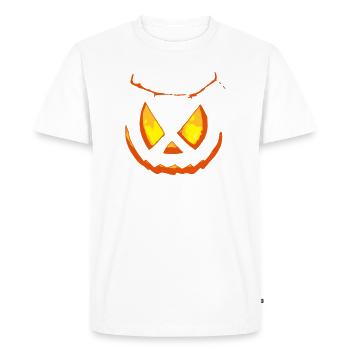 Visage de citrouille Halloween Bizarre - T-shirt Premium bio Homme - blanc - Devant - Nico (187cm)