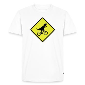 Signal de vélo T-Rex illustré - T-shirt Premium bio Homme - blanc - Devant - Nico (187cm)