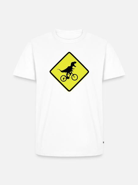 T-Rex Fahrradsignal illustriert - Männer Premium Bio T-Shirt - Weiß