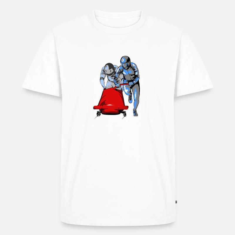Bobfahrer beim Anschieben am Start - Männer Premium Bio T-Shirt - Weiß