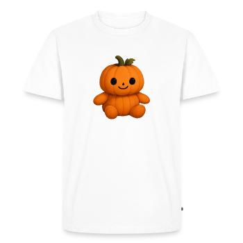 Cute pumpkin teddy bear friendly face - Men's Premium Organic T-Shirt - white - Front - Nico (187cm)