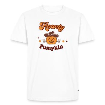 Howdy - Citrouille avec chapeau de cow-boy Halloween Design - T-shirt Premium bio Homme - blanc - Devant - Nico (187cm)