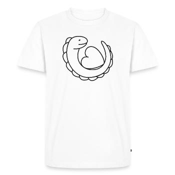 Lézard avec cœur – Gecko, amour et symbole de protection - T-shirt Premium bio Homme - blanc - Devant - Nico (187cm)