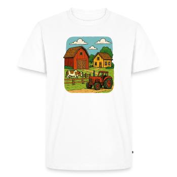 Rural farm with red tractor - Men's Premium Organic T-Shirt - white - Front - Nico (187cm)