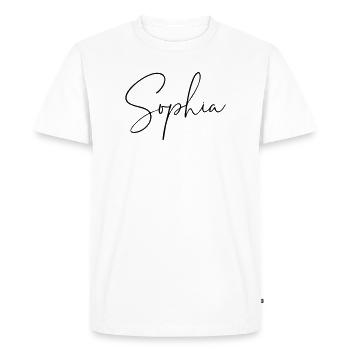 Sophia / Conception de l’écriture manuscrite - T-shirt Premium bio Homme - blanc - Devant - Nico (187cm)