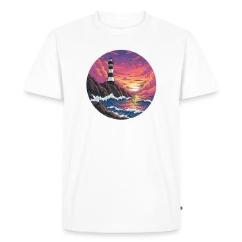 Bande dessinée phare mer surf coucher de soleil - T-shirt Premium bio Homme - blanc - Devant - Nico (187cm)
