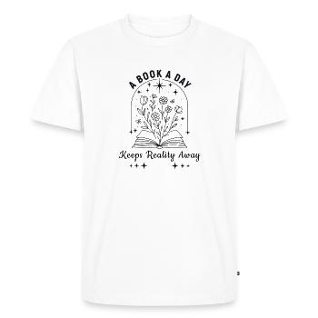 A Book A Day Reading Stars - Men's Premium Organic T-Shirt - white - Front - Nico (187cm)