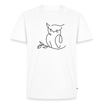 Silhouette de hibou – Motif de ligne artistique - T-shirt Premium bio Homme - blanc - Devant - Nico (187cm)