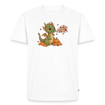 Autumn dragon with pumpkins - Men's Premium Organic T-Shirt - white - Front - Nico (187cm)